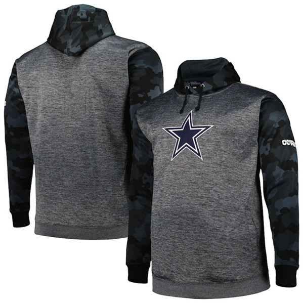 Dallas Cowboys Heather Charcoal Big Tall Camo Pullover Hoodie