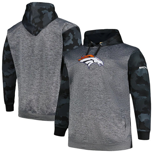 Denver Broncos Heather Charcoal Big Tall Camo Pullover Hoodie