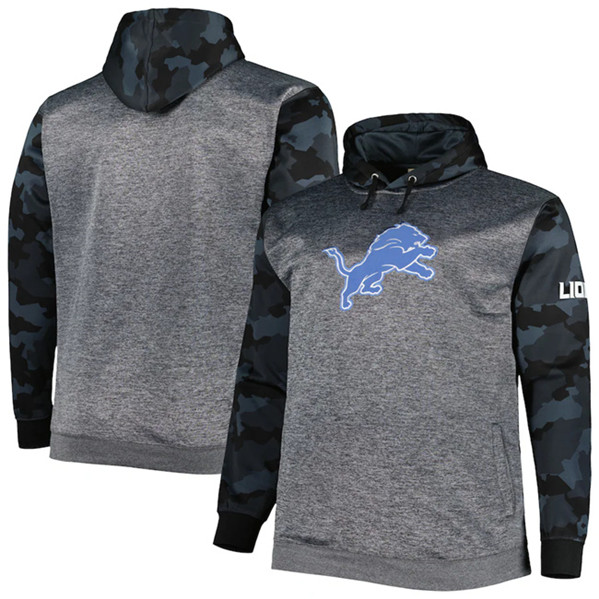 Detroit Lions Heather Charcoal Big Tall Camo Pullover Hoodie