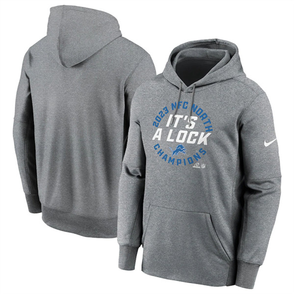 Detroit Lions Heather Gray 2023 NFC North Division Champions Locker Room Trophy Collection Pullover Hoodie
