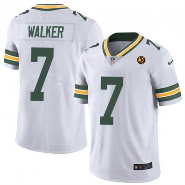 Green Bay Packers #7 Quay Walker White With John Madden Patch Vapor Limited Throwback Stitched Jersey