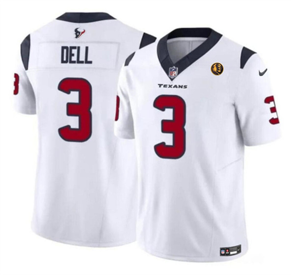 Houston Texans #3 Tank Dell White 2023 F.U.S.E. With John Madden Patch Vapor Limited Stitched Jersey
