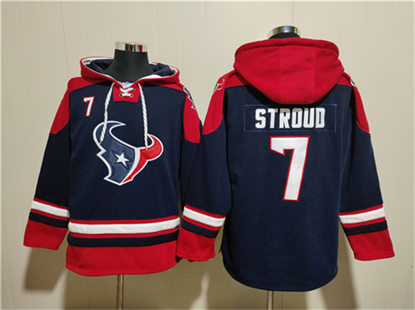 Houston Texans #7 C.J. Stroud Navy Ageless Must-Have Lace-Up Pullover Hoodie