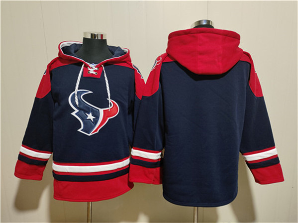 Houston Texans Blank Navy Ageless Must-Have Lace-Up Pullover Hoodie