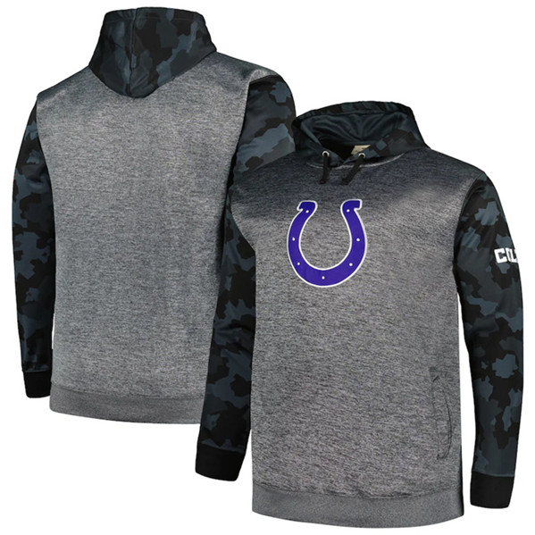 Indianapolis Colts Heather Charcoal Big Tall Camo Pullover Hoodie