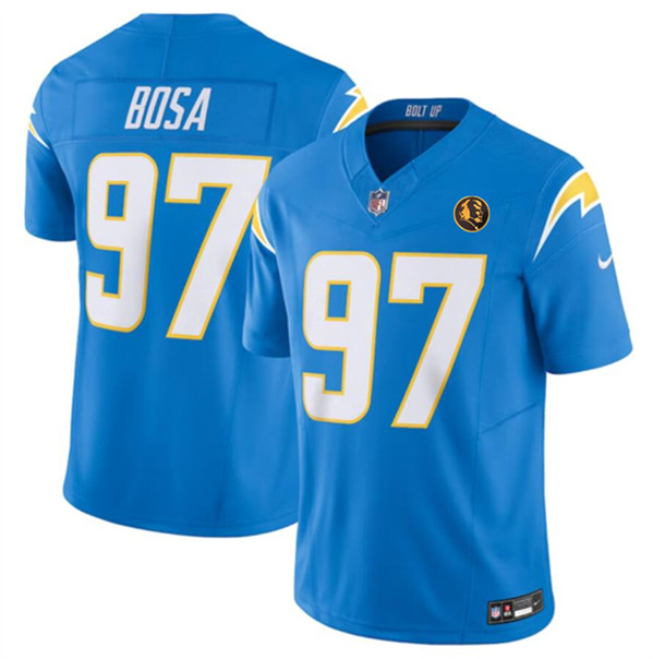 Los Angeles Chargers #97 Joey Bosa Light Blue 2023 F.U.S.E. With John Madden Patch Vapor Limited Stitched Jersey
