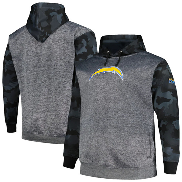 Los Angeles Chargers Heather Charcoal Big Tall Camo Pullover Hoodie