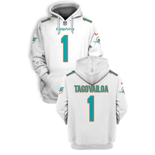 Miami Dolphins Custom 2021 White Pullover Hoodie
