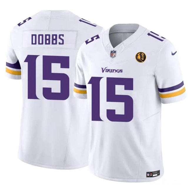 Minnesota Vikings #15 Josh Dobbs Purple White 2023 F.U.S.E. With John Madden Patch Vapor Limited Stitched Jersey