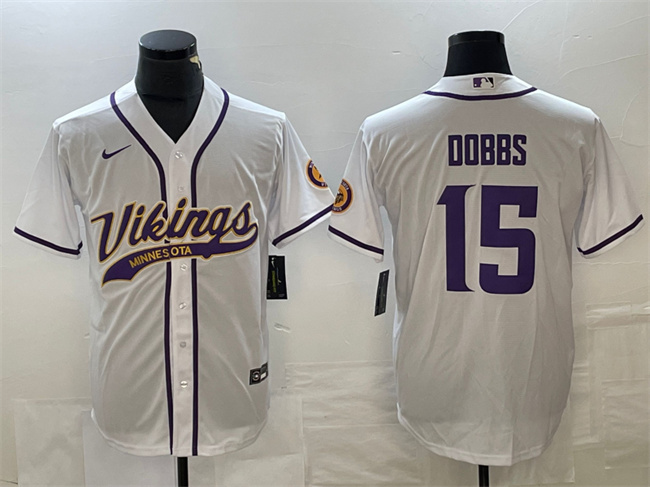 Minnesota Vikings #15 Josh Dobbs White Cool Base Stitched Jersey