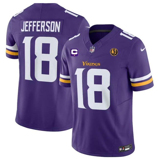 Minnesota Vikings #18 Justin Jefferson Purple 2023 F.U.S.E. With 1-Star C Patch And John Madden Patch Vapor Limited Stitched Jersey