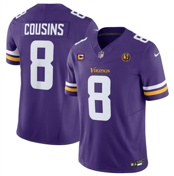 Minnesota Vikings #8 Kirk Cousins Purple 2023 F.U.S.E. With 4-Star C Patch And John Madden Patch Vapor Limited Stitched Jersey