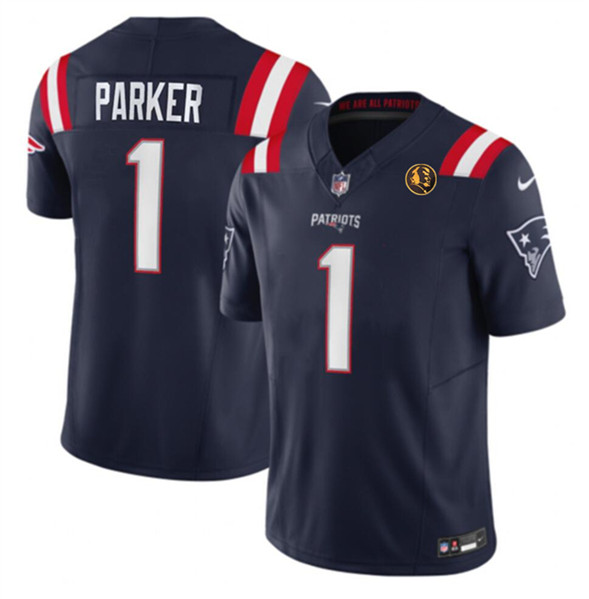 New England Patriots #1 DeVante Parker Navy 2023 F.U.S.E. With John Madden Patch Vapor Limited Stitched Jersey