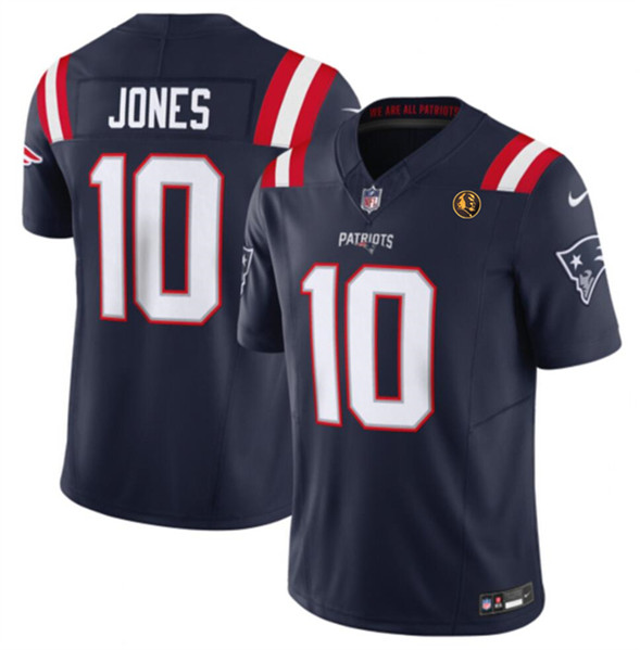 New England Patriots #10 Mac Jones Navy 2023 F.U.S.E. With John Madden Patch Vapor Limited Stitched Jersey