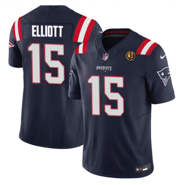 New England Patriots #15 Ezekiel Elliott Navy 2023 F.U.S.E. With John Madden Patch Vapor Limited Stitched Jersey