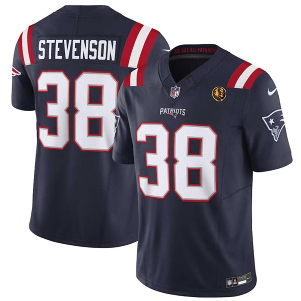 New England Patriots #38 Rhamondre Stevenson Navy 2023 F.U.S.E. With John Madden Patch Vapor Limited Stitched Jersey