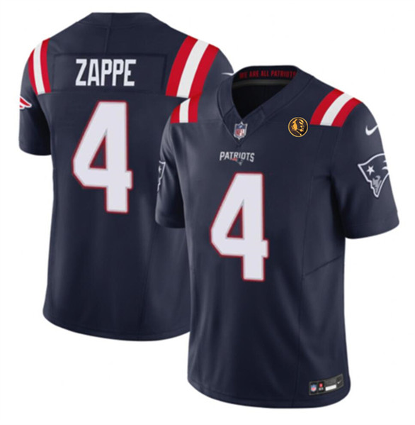 New England Patriots #4 Bailey Zappe Navy 2023 F.U.S.E. With John Madden Patch Vapor Limited Stitched Jersey