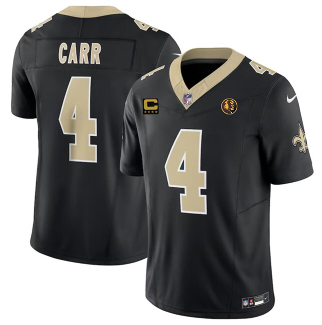 New Orleans Saints #4 Derek Carr Black 2023 F.U.S.E. With 4-Star C Patch And John Madden Patch Vapor Limited Stitched Jersey