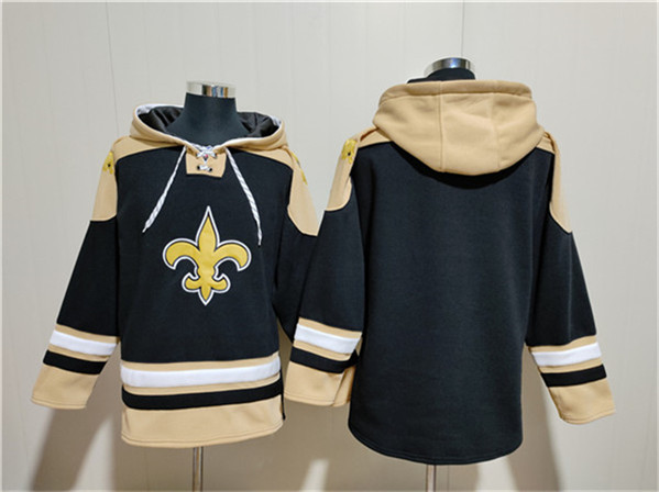 New Orleans Saints Blank Black Ageless Must-Have Lace-Up Pullover Hoodie
