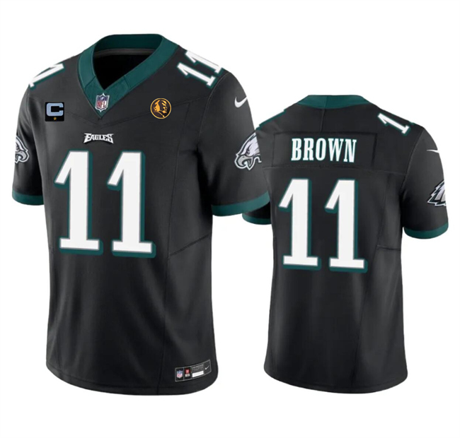 Philadelphia Eagles #11 A. J. Brown Black 2023 F.U.S.E. With 1-Star C Patch And John Madden Patch Vapor Limited Stitched Jersey