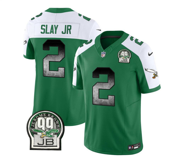 Philadelphia Eagles #2 Darius Slay JR Green White 2023 F.U.S.E. Throwback Vapor Untouchable Limited Stitched Jersey