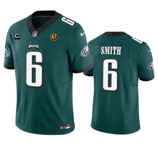 Philadelphia Eagles #6 DeVonta Smith Green 2023 F.U.S.E. With 1-Star C Patch And John Madden Patch Vapor Limited Stitched Jersey