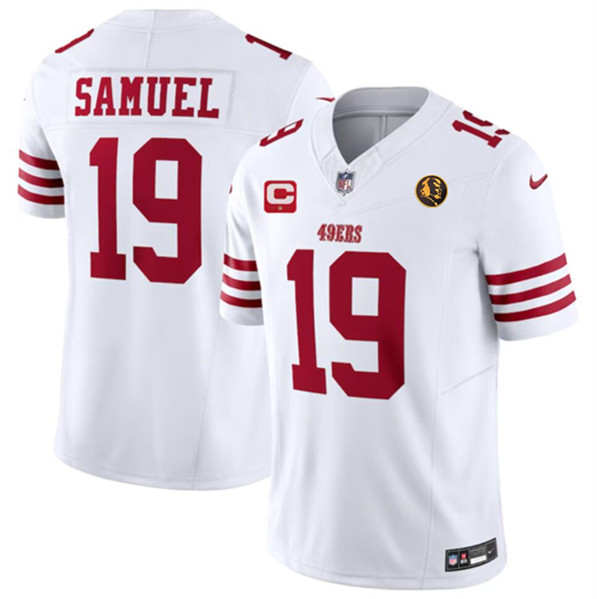 San Francisco 49ers #19 Deebo Samuel White 2023 F.U.S.E. With 1-Star C Patch And John Madden Patch Vapor Limited Stitched Jersey