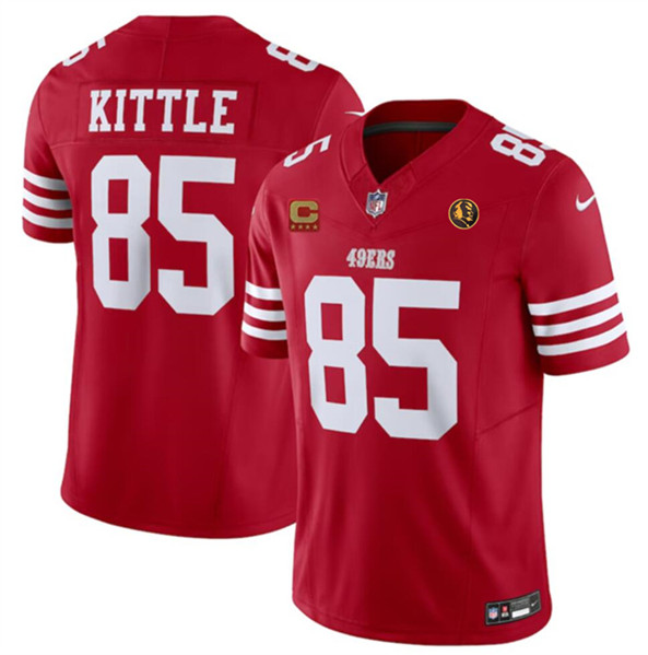 San Francisco 49ers #85 George Kittle Red 2023 F.U.S.E. With 4-Star C Patch And John Madden Patch Vapor Limited Stitched Jersey