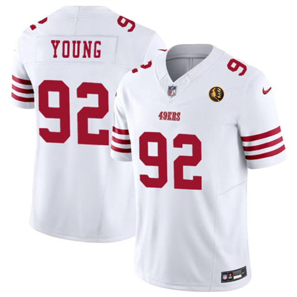 San Francisco 49ers #92 Chase Young White 2023 F.U.S.E. With John Madden Patch Vapor Limited Stitched Jersey