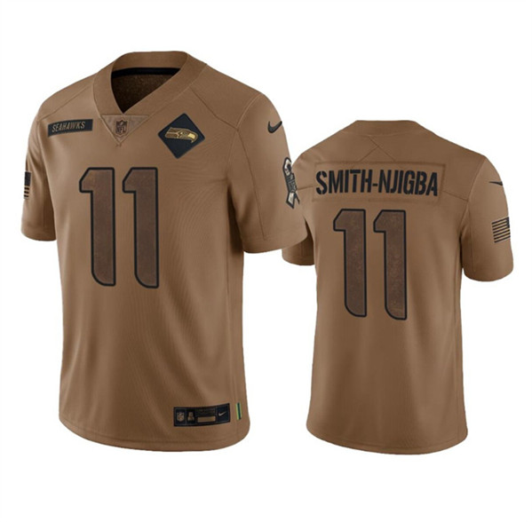 Seattle Seahawks #11 Jaxon Smith-Njigba 2023 Brown Salute To Service Limited Stitched Jersey