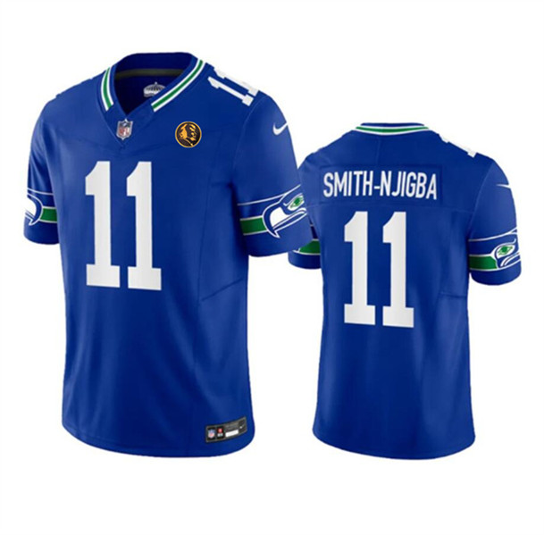 Seattle Seahawks #11 Jaxon Smith-Njigba Royal 2023 F.U.S.E. Throwback With John Madden Patch Vapor Limited Stitched Jersey