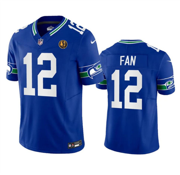Seattle Seahawks #12 Fan Royal 2023 F.U.S.E. Throwback With John Madden Patch Vapor Limited Stitched Jersey