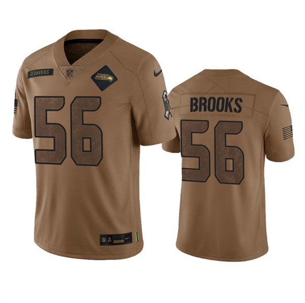 Seattle Seahawks #56 Jordyn Brooks 2023 Brown Salute To Service Limited Stitched Jersey
