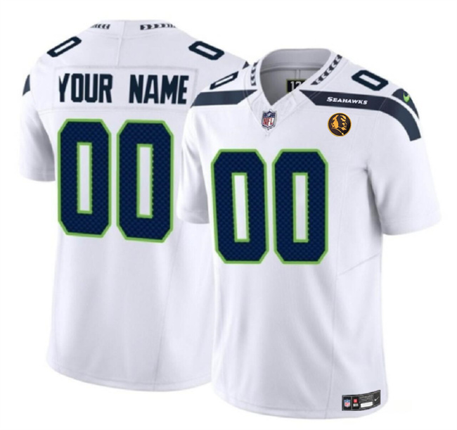 Seattle Seahawks Custom White 2023 F.U.S.E. With John Madden Patch Vapor Limited Stitched Jersey