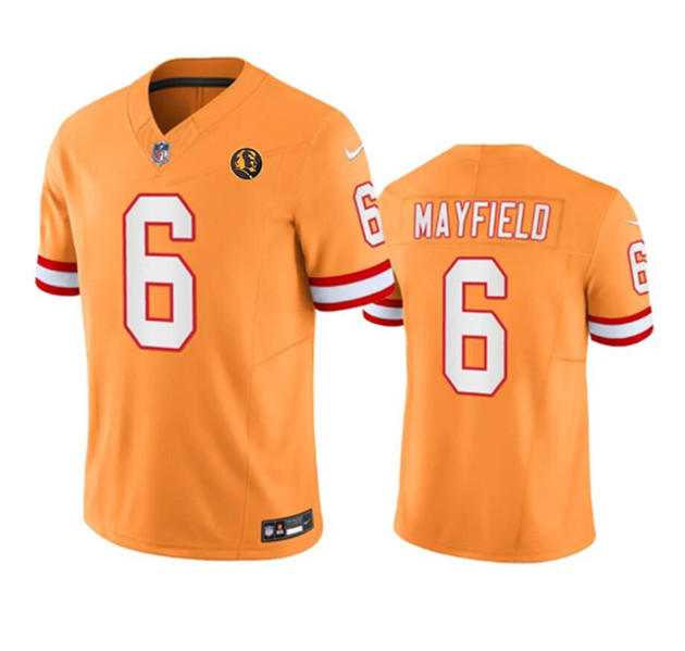 Tampa Bay Buccaneers #6 Baker Mayfield Orange 2023 F.U.S.E. Throwback With John Madden Patch Vapor Limited Stitched Jersey