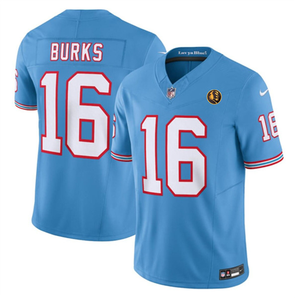 Tennessee Titans #16 Treylon Burks Blue 2023 F.U.S.E. Throwback With John Madden Patch Vapor Limited Stitched Jersey