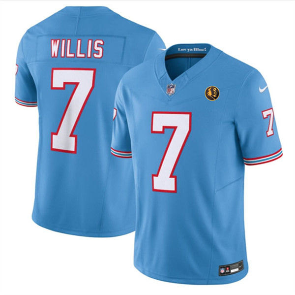 Tennessee Titans #7 Malik Willis Blue 2023 F.U.S.E. Throwback With John Madden Patch Vapor Limited Stitched Jersey
