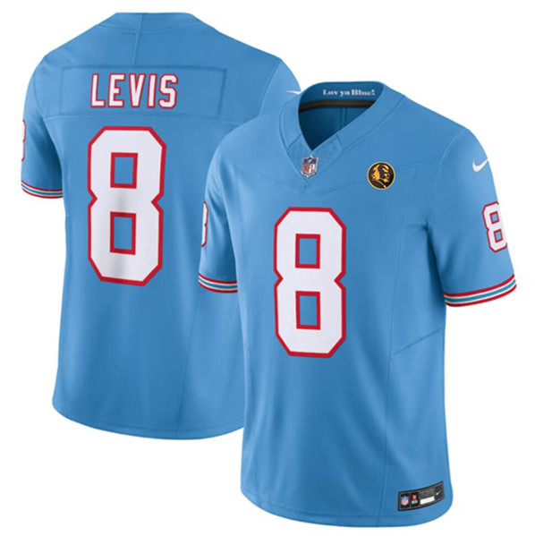 Tennessee Titans #8 Will Levis Blue 2023 F.U.S.E. Throwback With John Madden Patch Vapor Limited Stitched Jersey
