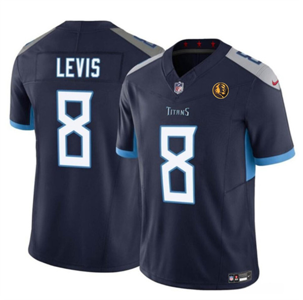 Tennessee Titans #8 Will Levis Navy 2023 F.U.S.E. With John Madden Patch Vapor Limited Stitched Jersey