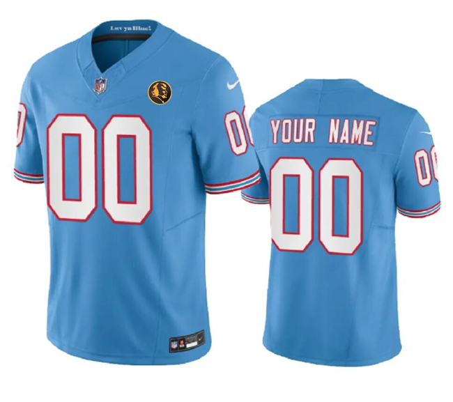 Tennessee Titans Custom Blue 2023 F.U.S.E. Throwback With John Madden Patch Vapor Limited Stitched Jersey