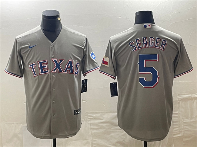 Texas Rangers #5 Corey Seager Gray With Patch Cool Base Stitched Jersey