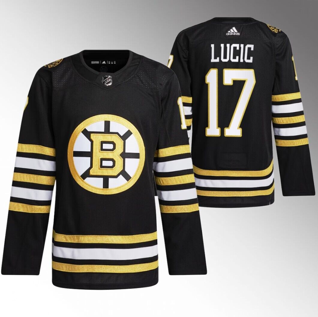 Boston Bruins #17 Milan Lucic Black 100th Anniversary StitchedStitched Jersey