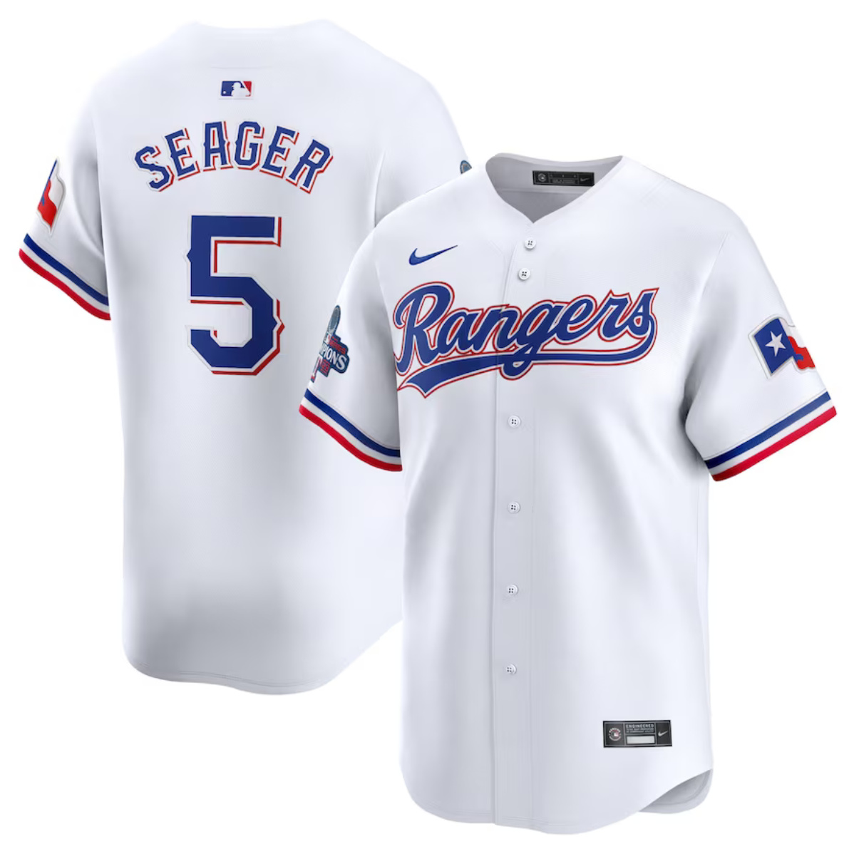 Texas Rangers #5 Corey Seager White 2023 World Series Champions Stitched Jersey