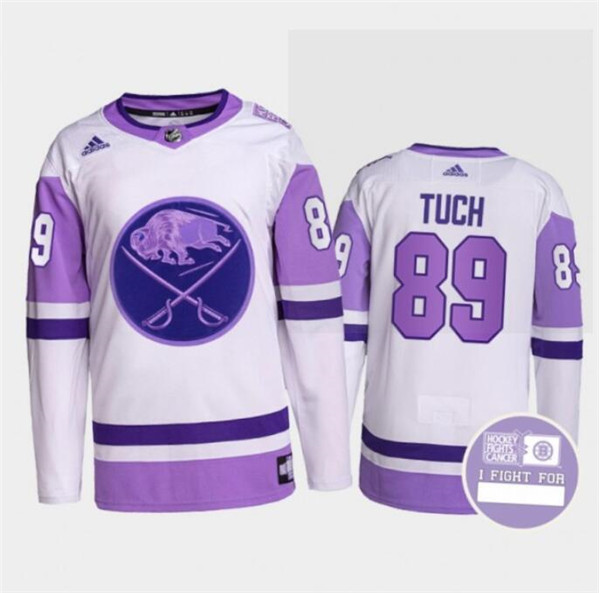 Buffalo Sabres #89 Alex Tuch Fights Purple White Cancer Blue Stitched Jersey