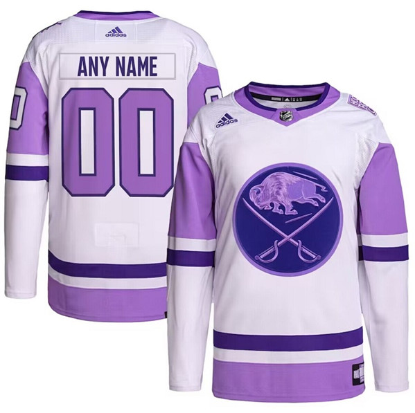 Buffalo Sabres Custom Purple White Cancer Blue Stitched Jersey