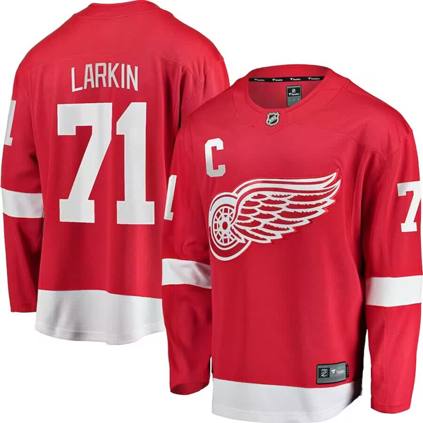 Detroit Red Wings #71 Dylan Larkin Red Home Captain Premier Breakaway Stitched Jersey