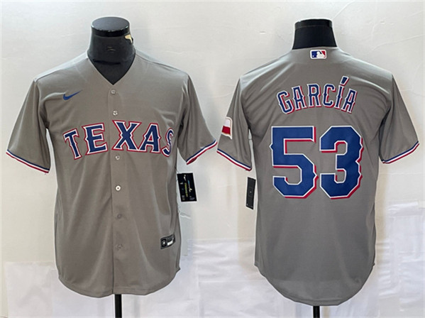 Texas Rangers #53 Adolis García Gray With Patch Cool Base Stitched Jersey