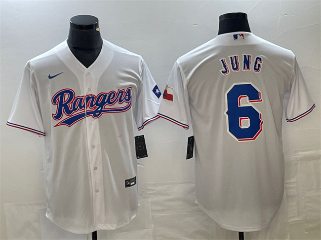 Texas Rangers #6 Josh Jung White With Patch Cool Base Stitched Jersey