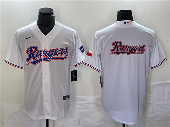 Texas Rangers White Team Big Logo With Patch Cool Base Stitched Jersey