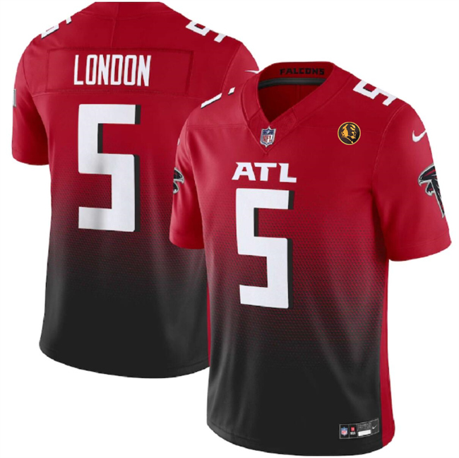 Atlanta Falcons #5 Drake London Red Black 2023 F.U.S.E. With John Madden Patch Vapor Limited Stitched Jersey